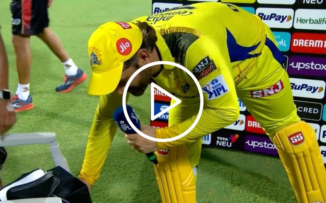 [Watch] MS Dhoni Doing An Unusual Act During Post-Match Interview